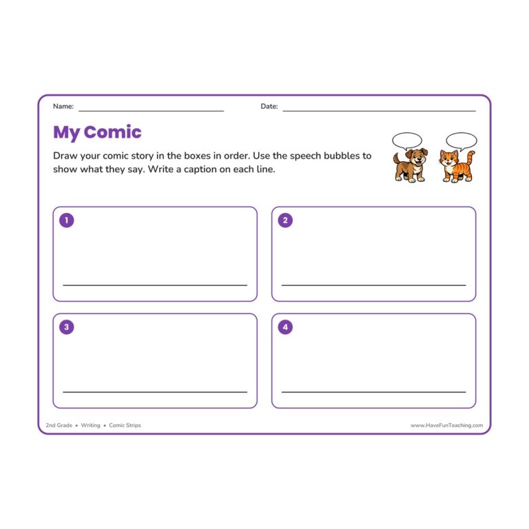 4 Boxes Comic Strip Worksheet