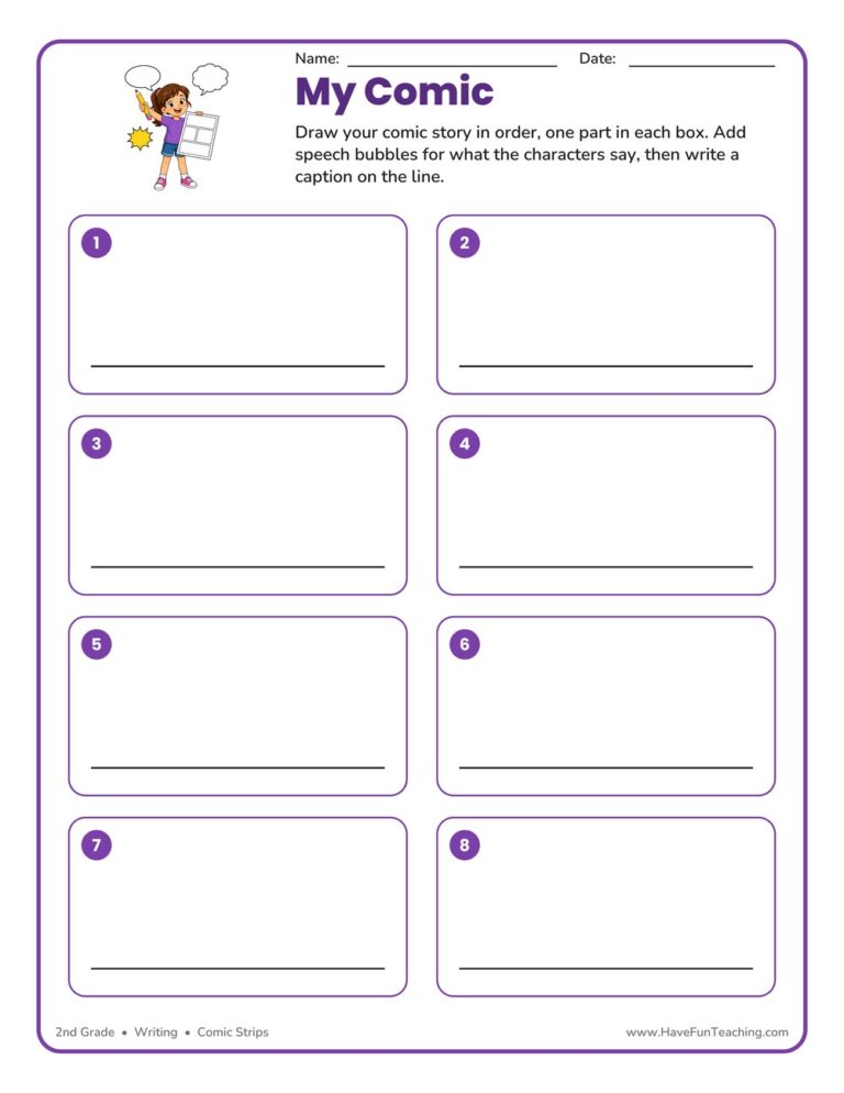 8 Boxes Comic Strip Worksheet