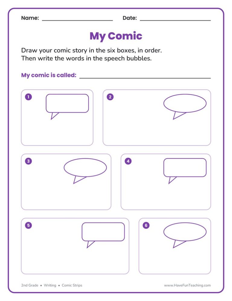 Different Shapes Comic Strip Worksheet