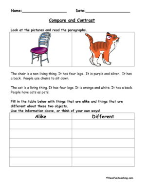 Living and Non-Living Things Compare and Contrast Graphic Organizer