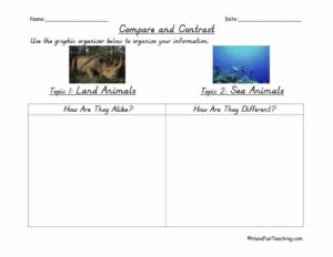 Land and Sea Animals Compare and Contrast Graphic Organizer