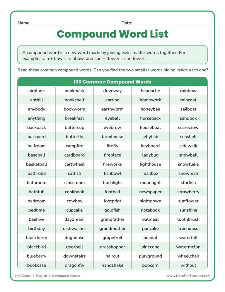 Compound Word List