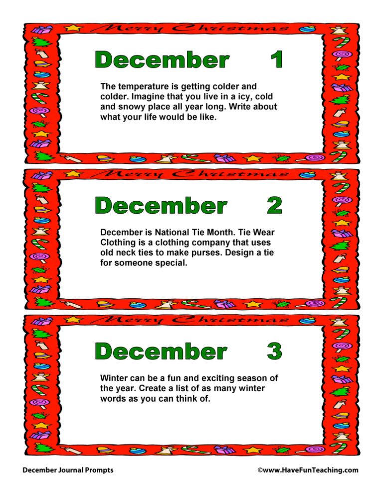 December Daily Journal Prompts