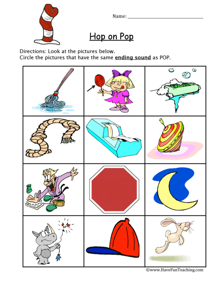 Dr. Seuss OP Word Family Worksheet
