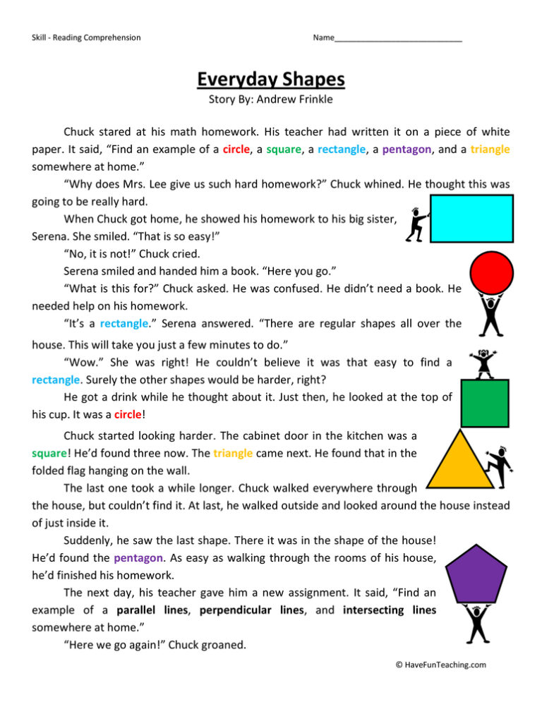 Everyday Shapes - Reading Comprehension Worksheet