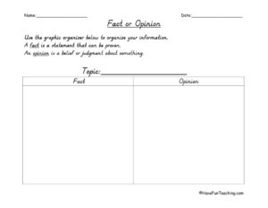 Fact and Opinion Landscape Graphic Organizer