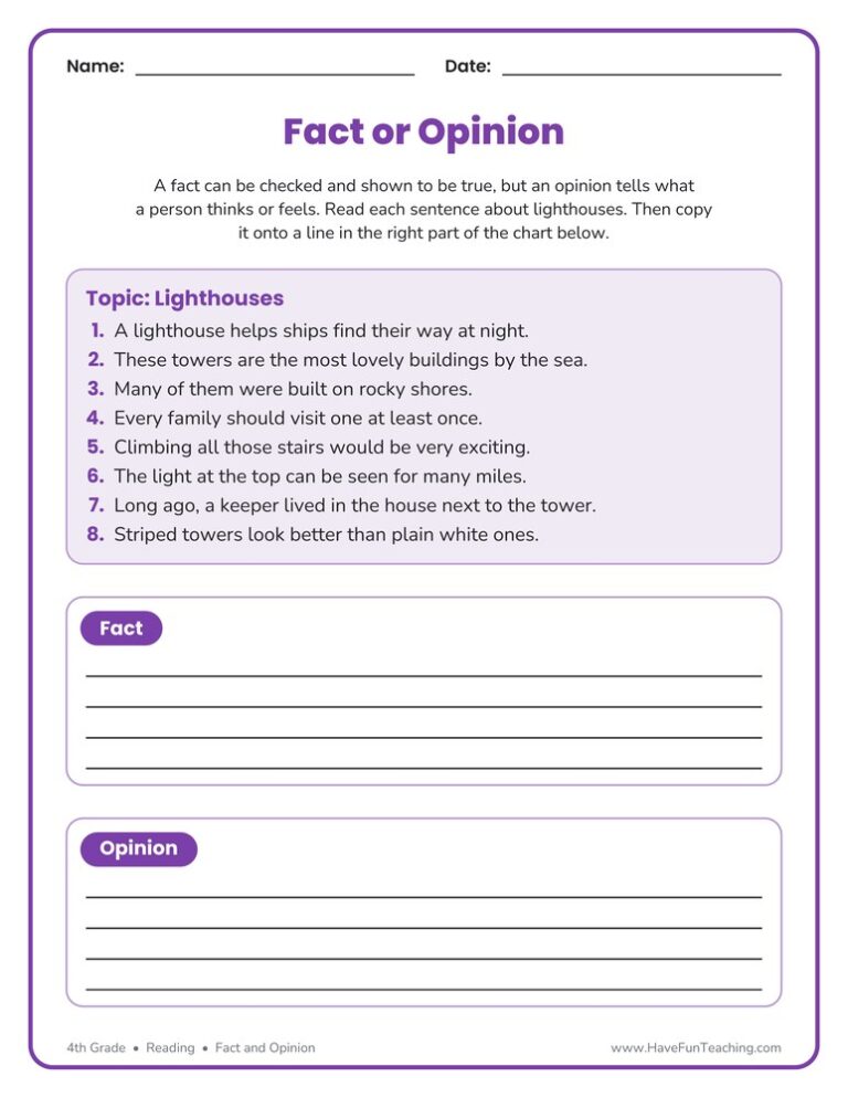 Fact and Opinion Landscape With Lines Graphic Organizer