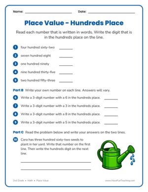 Finding Place Value Worksheet