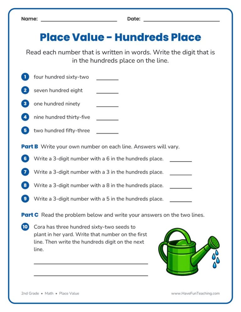 Finding Place Value Worksheet