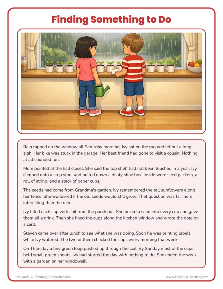 Finding Something To Do - Reading Comprehension Worksheet