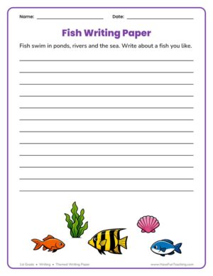 1st grade fish writing paper with lined writing rules