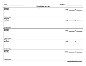5 Subject Lesson Plan Template