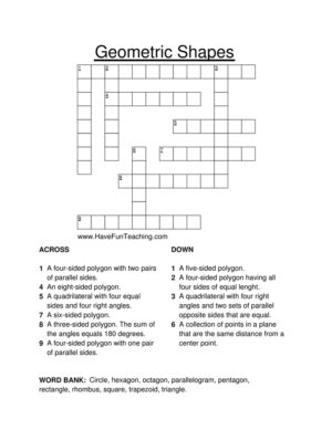 Geometric Shapes Crossword Puzzle
