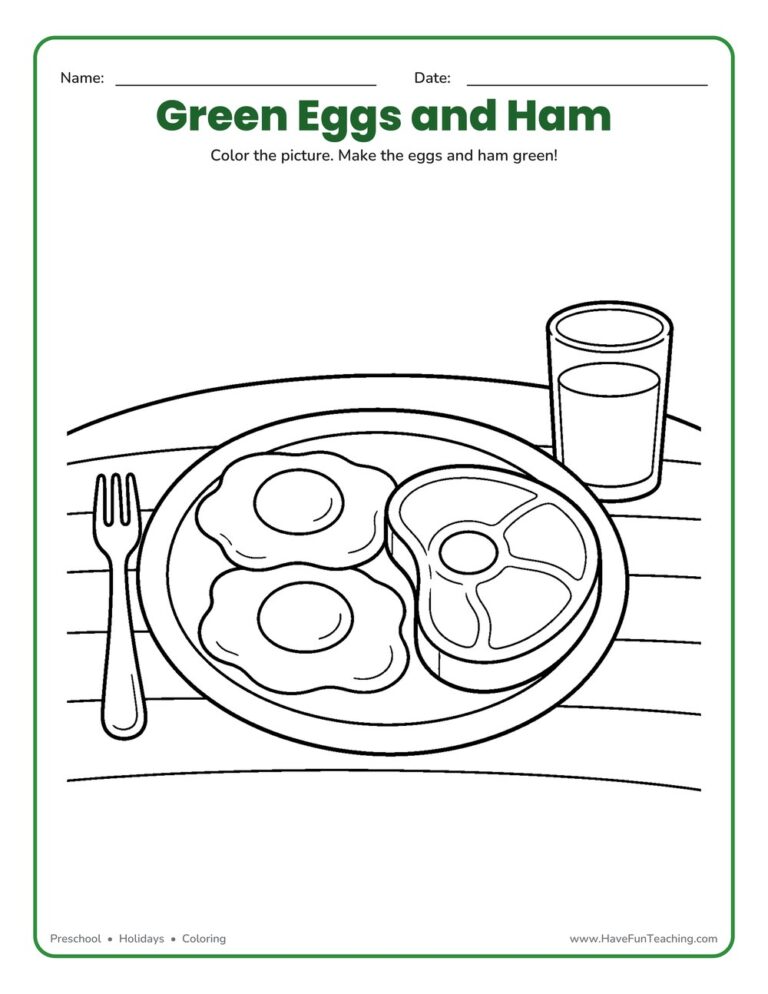 Green Eggs and Ham Coloring Page