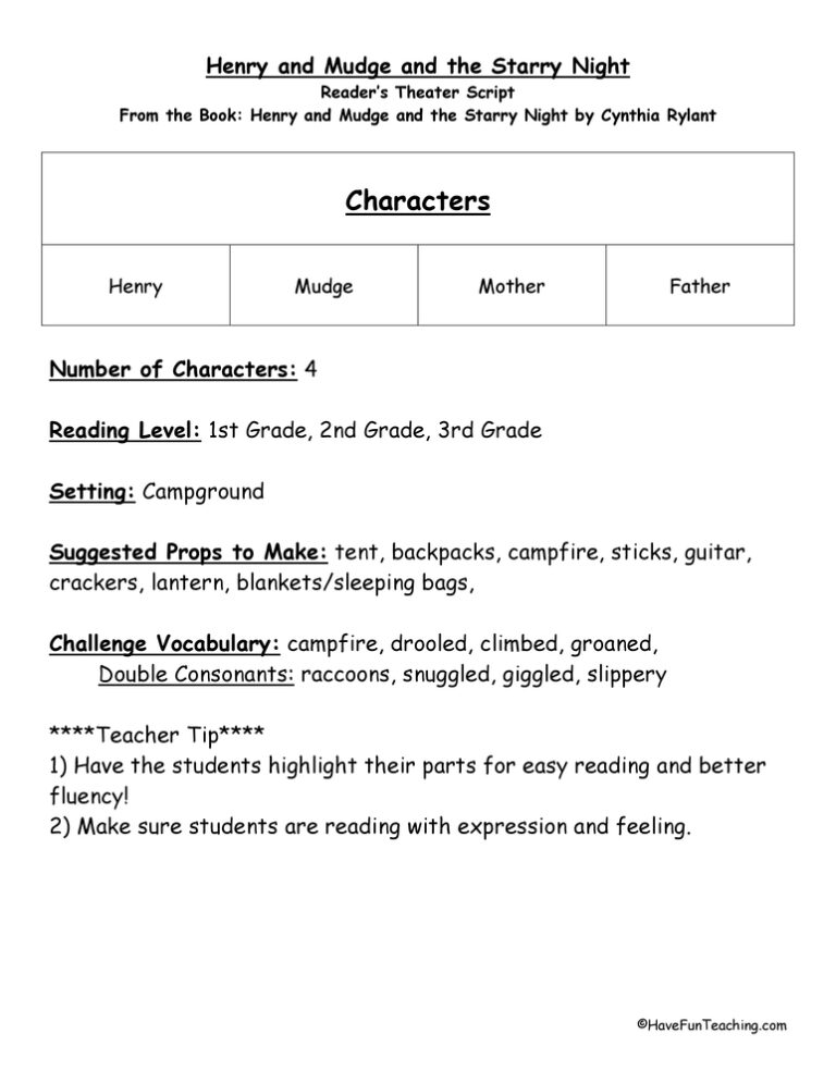 Henry and Mudge and the Starry Night Reader's Theater