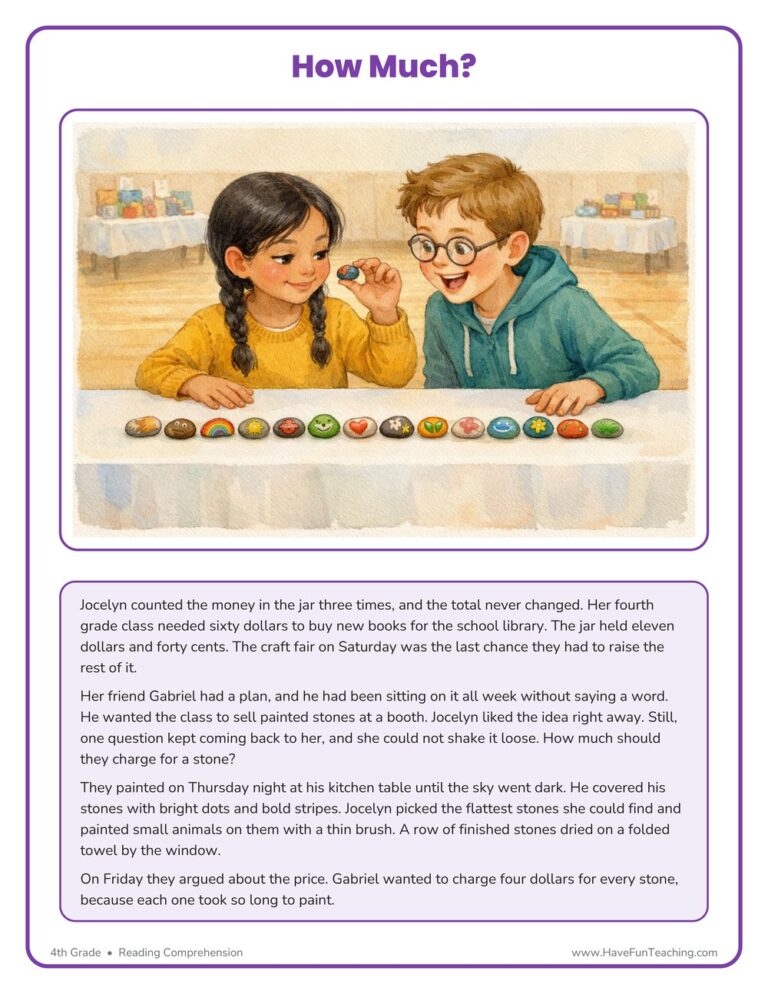 How Much? Reading Comprehension Worksheet