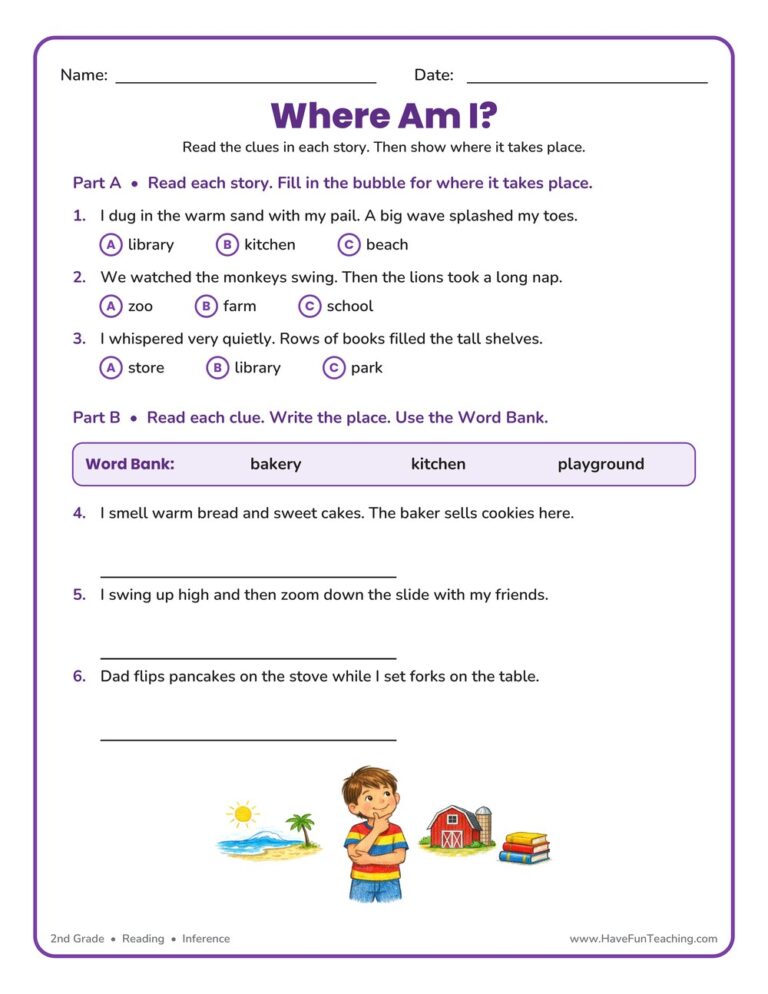 Locations Inferences Worksheet