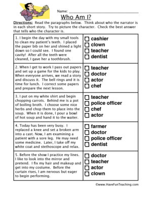 People Inferences Worksheet
