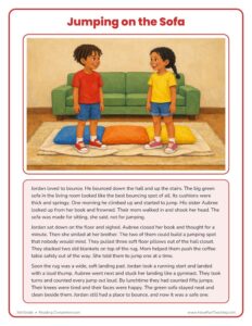 Jumping on the Sofa Reading Comprehension Worksheet - Have Fun Teaching