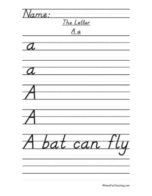 Letter A Dnealian Handwriting Practice