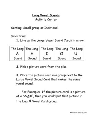 Long Vowel Sounds Activity