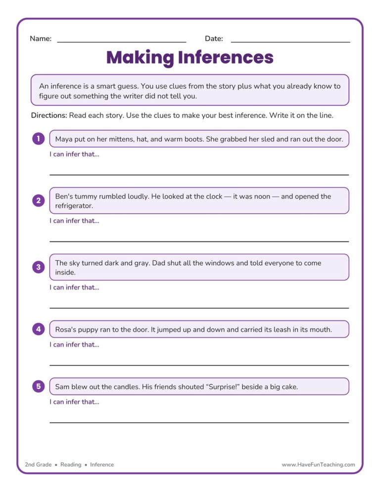 Making Inferences Worksheet