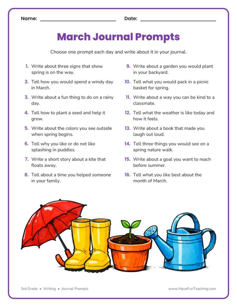 March Daily Journal Prompts