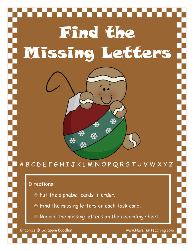 Find the Missing Letters Sequencing Activity