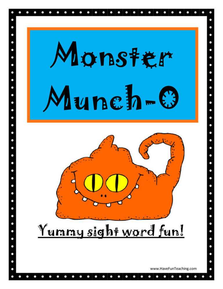 Monster Munch-O Sight Word BINGO