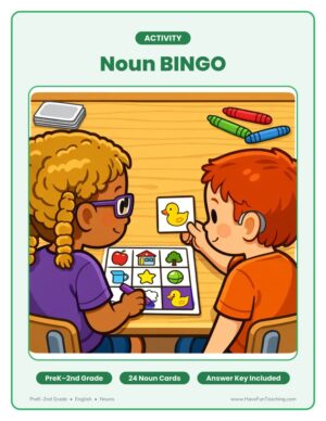 Preschool to 2nd grade noun bingo activity cover