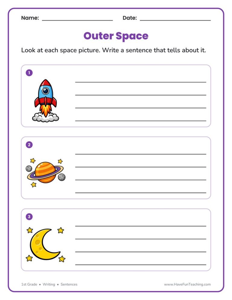 Outer Space Sentences Worksheet