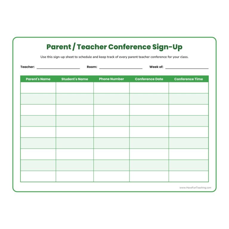 Parent Teacher Conference Form