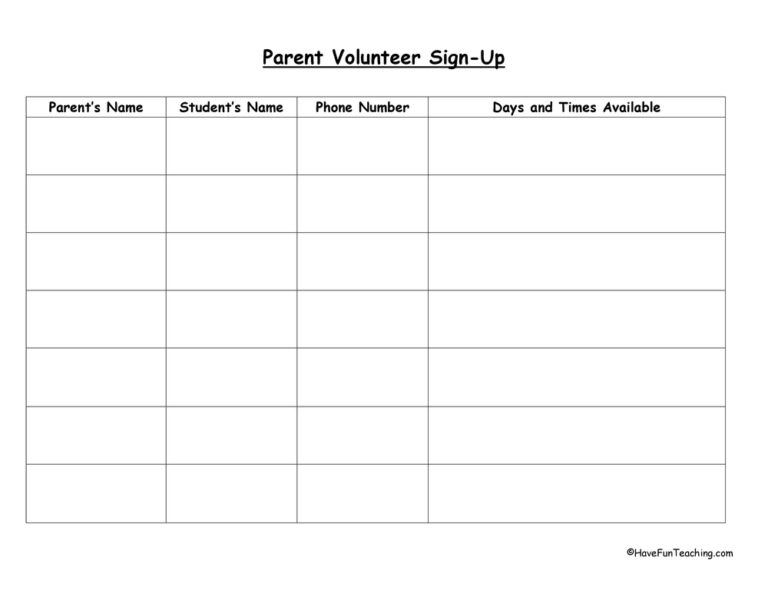 Parent Volunteer Form