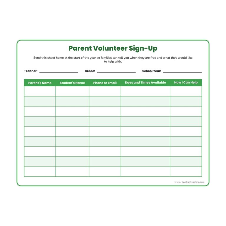 Parent Volunteer Form