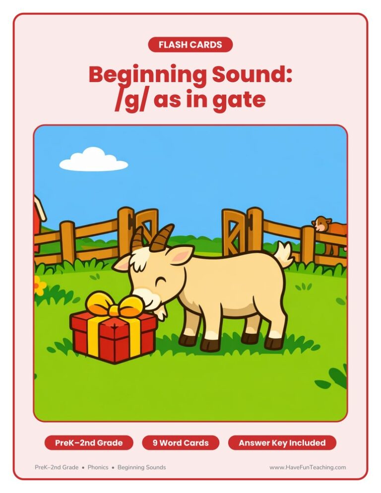 Beginning Sound Letter G Word Wall