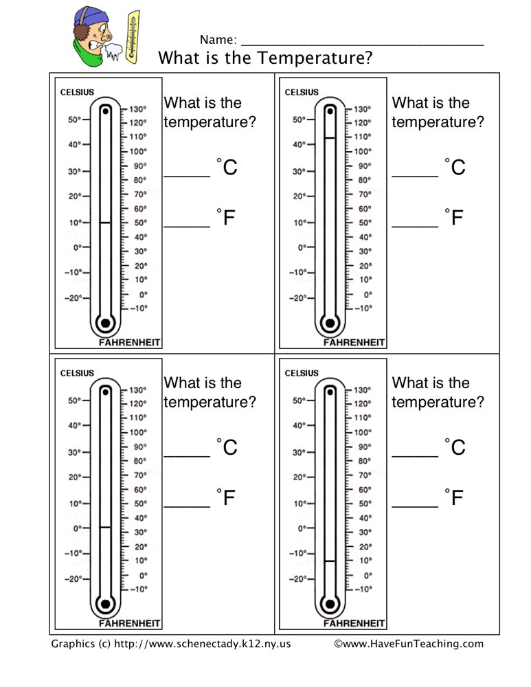 Read a Thermometer Worksheet • Have Fun Teaching