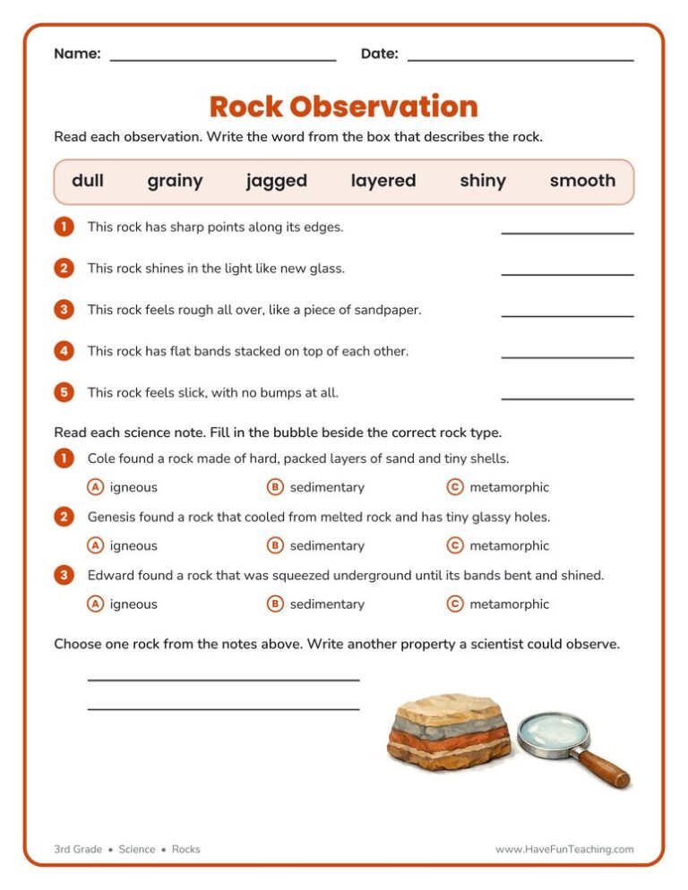 Rock Observation Worksheet