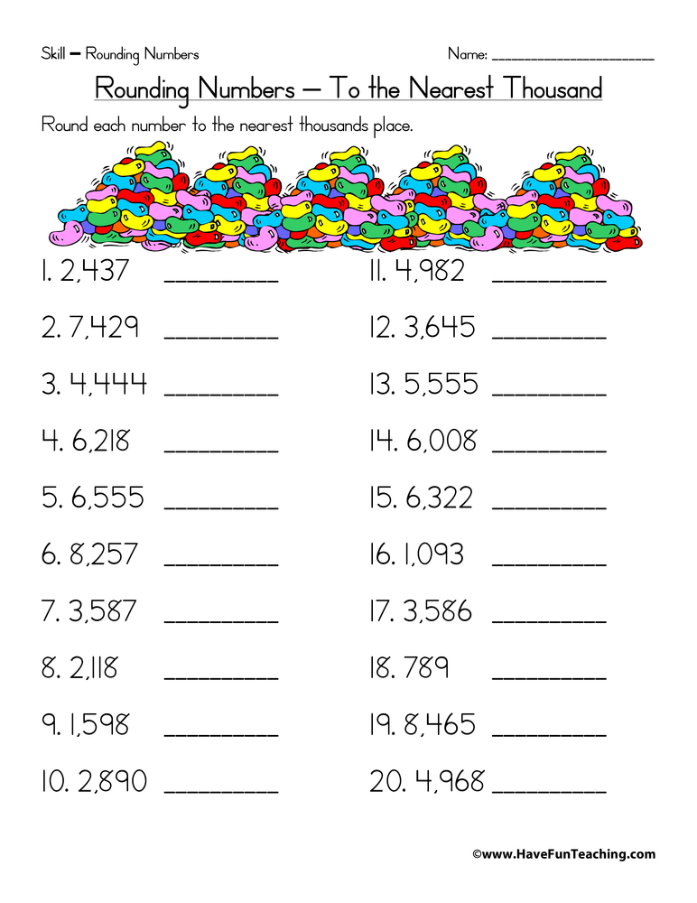 Rounding To The Nearest Thousand Worksheet Have Fun Teaching