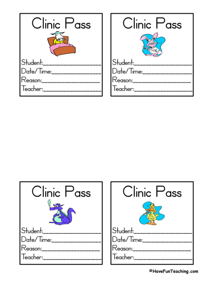 School Hallway Clinic Passes