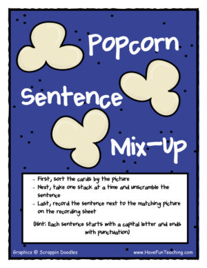 Popcorn Sentence Mix-Up Activity