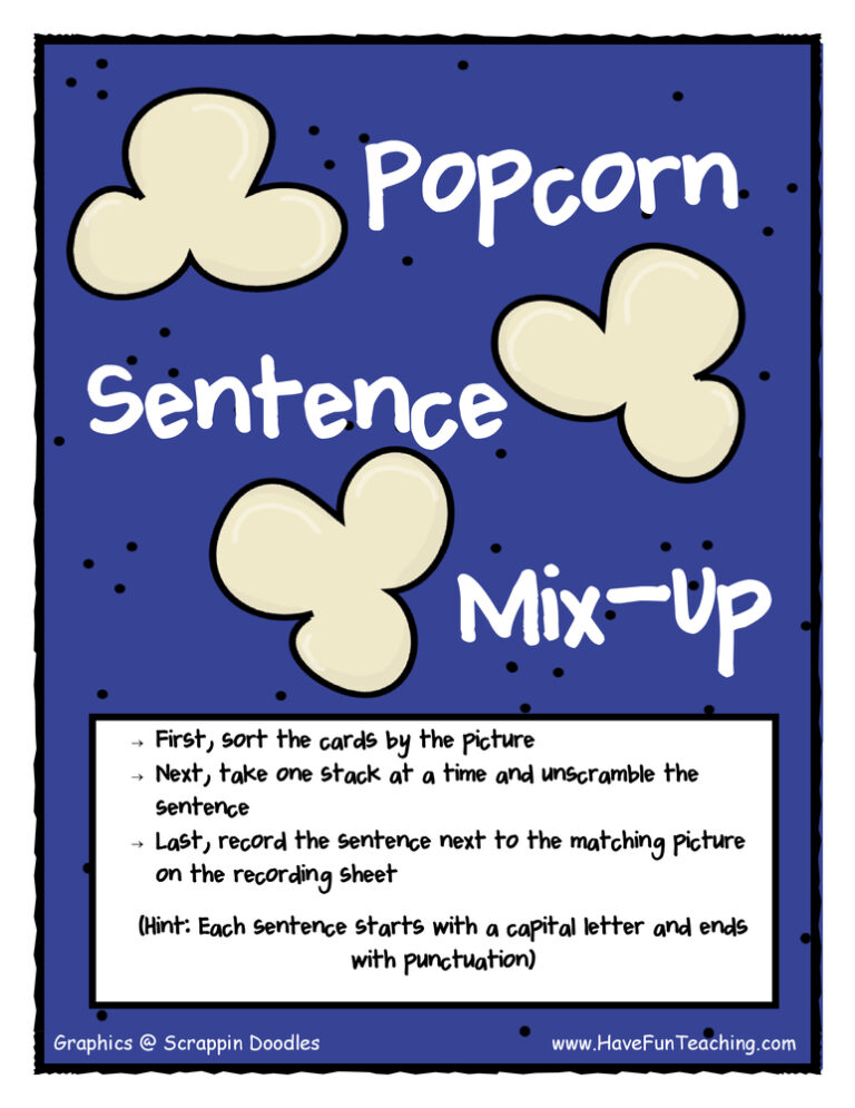 Popcorn Sentence Mix-Up Activity