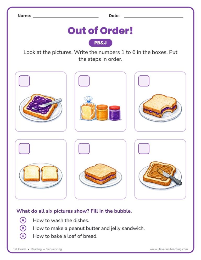Making A Sandwich Sequencing Worksheet