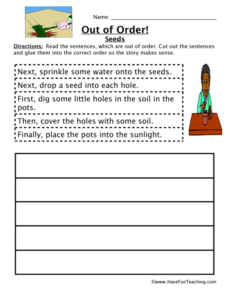 Planting A Seed Sequencing Worksheet
