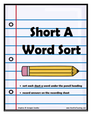 Short Vowel A Word Sort Activity