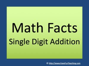 Single Digit Addition Smartboard Activity