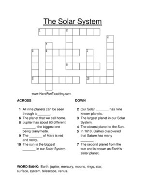 Solar System Crossword Puzzle