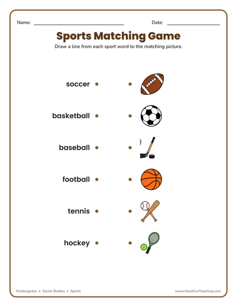 Sports Matching Worksheet
