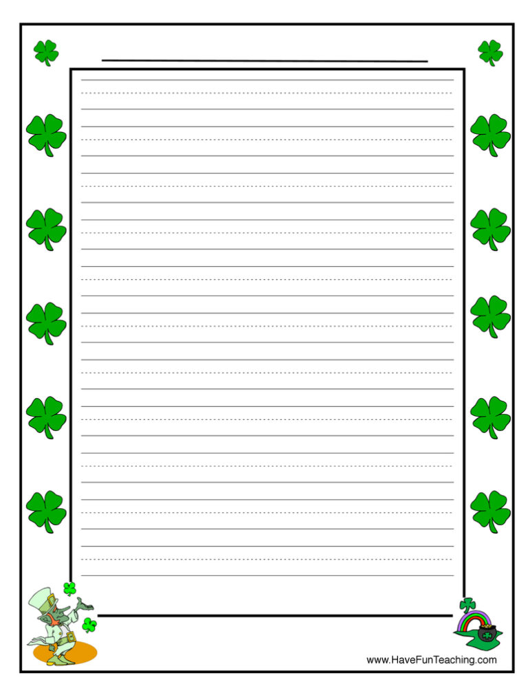 St. Patrick's Day Clovers Writing Paper
