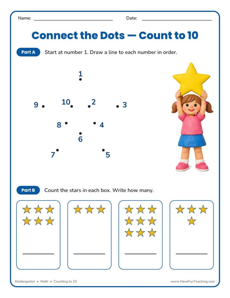 Star Dot to Dot Worksheet