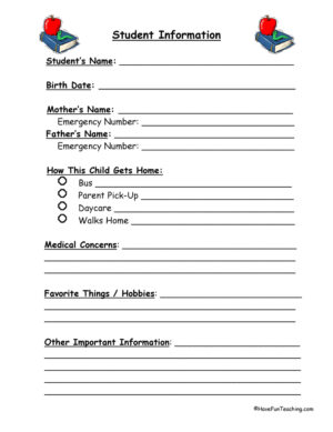 Student Information Sheet